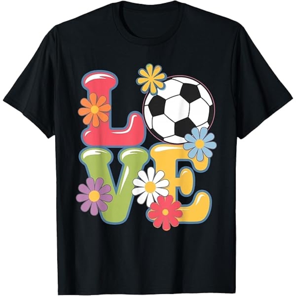 Kids Black Love Soccer Graphic T-Shirt XL